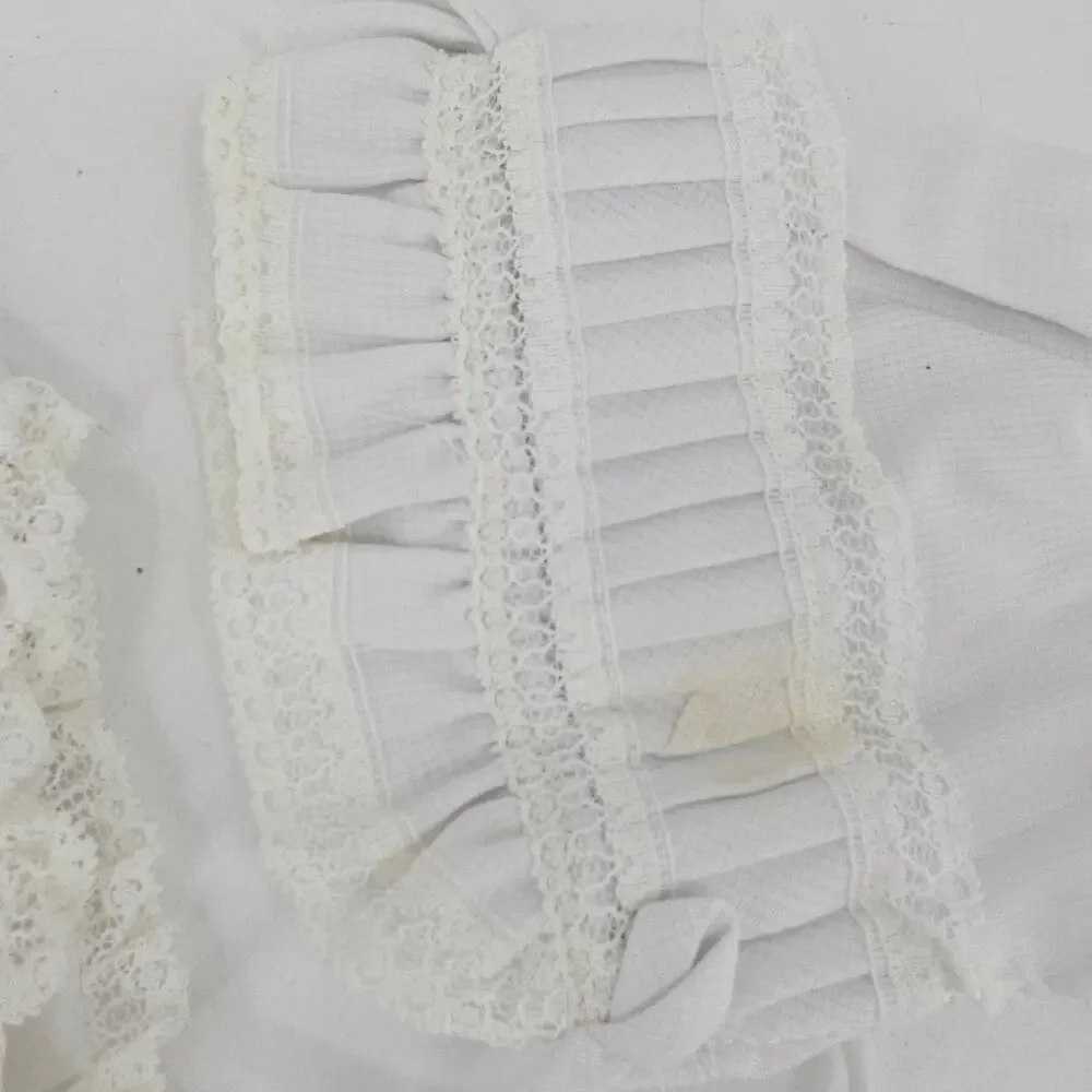 Set of 2 Vintage Infant Baby TWIN Girls Cotton Ruffle Bonnet Hat 0-3 mo Cottage